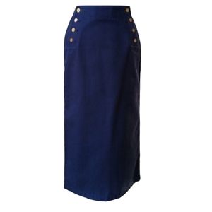 Vintage Lauren Jeans Co. Nautical Navy Midi Skirt Sz 4P